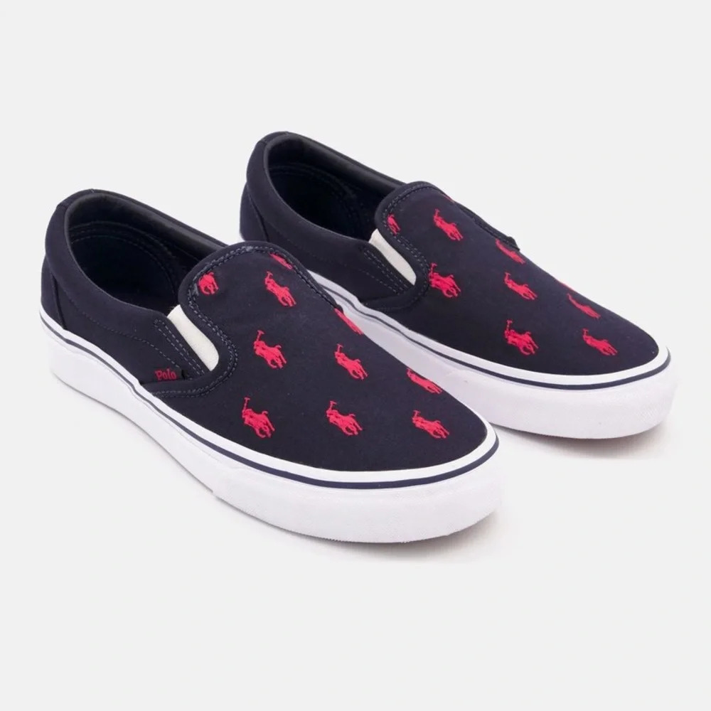 ❤️Host Picks❤️[US1] Polo Ralph Lauren Boys Keaton Slip On Shoes Navy/Red
